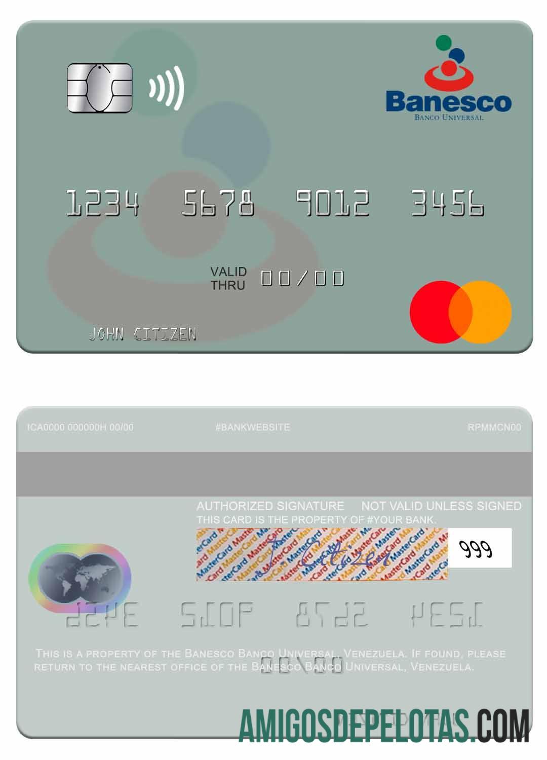 Venezuela Banesco Banco Universal Mastercard modelo